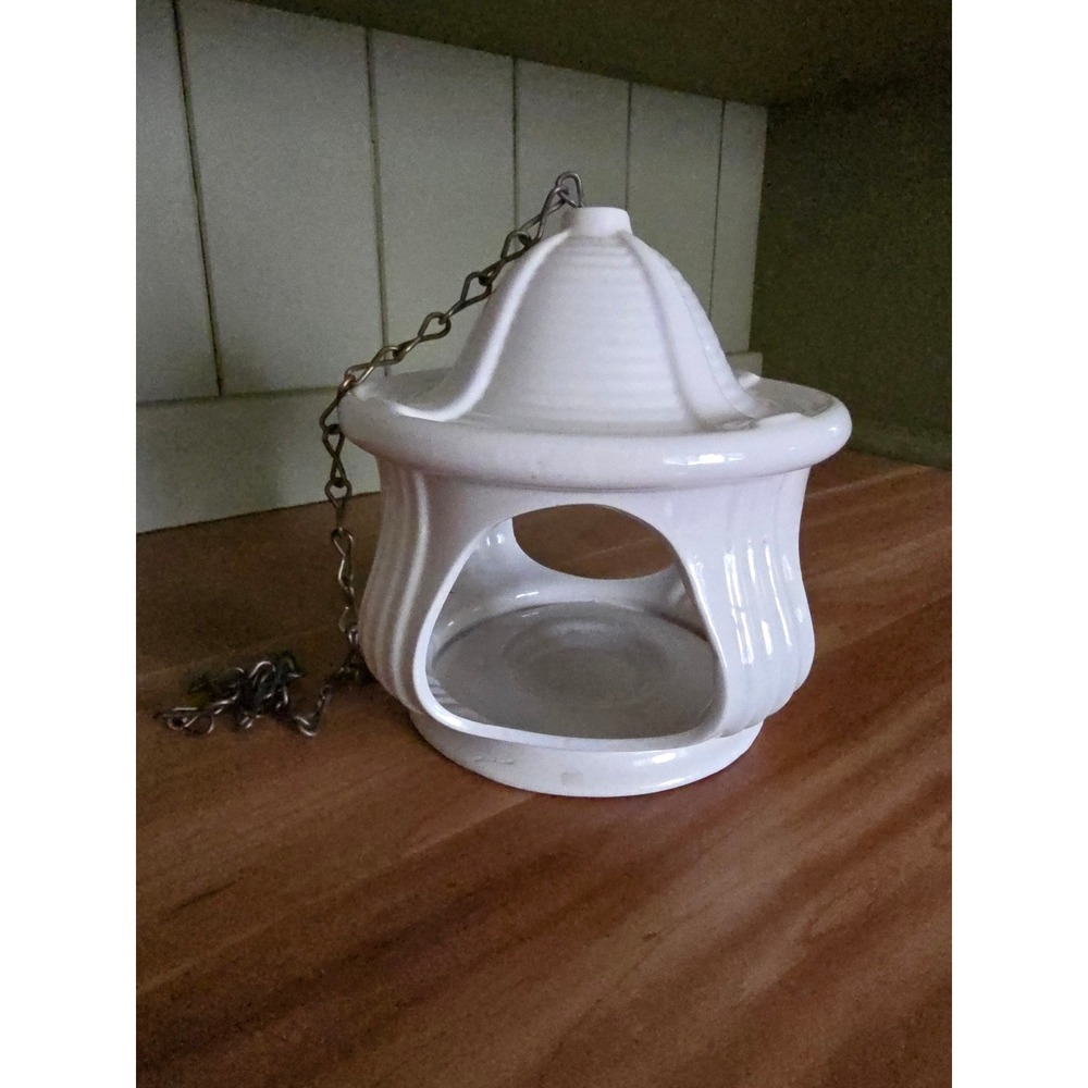 Vintage Ceramic Hanging Candle Holder with Chain‎ – White Lantern